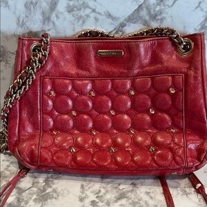Rebecca Minkoff Red Quilted Shoulder Bag with Chain Strap